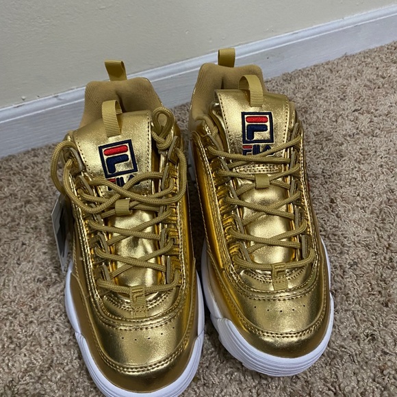 NWT Gold Metallic Filas Women’s Disruptor 2 - Picture 4 of 4